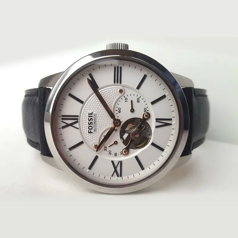 Fossil Townsman White Dial Black Leather Men's Watch |  ME3104